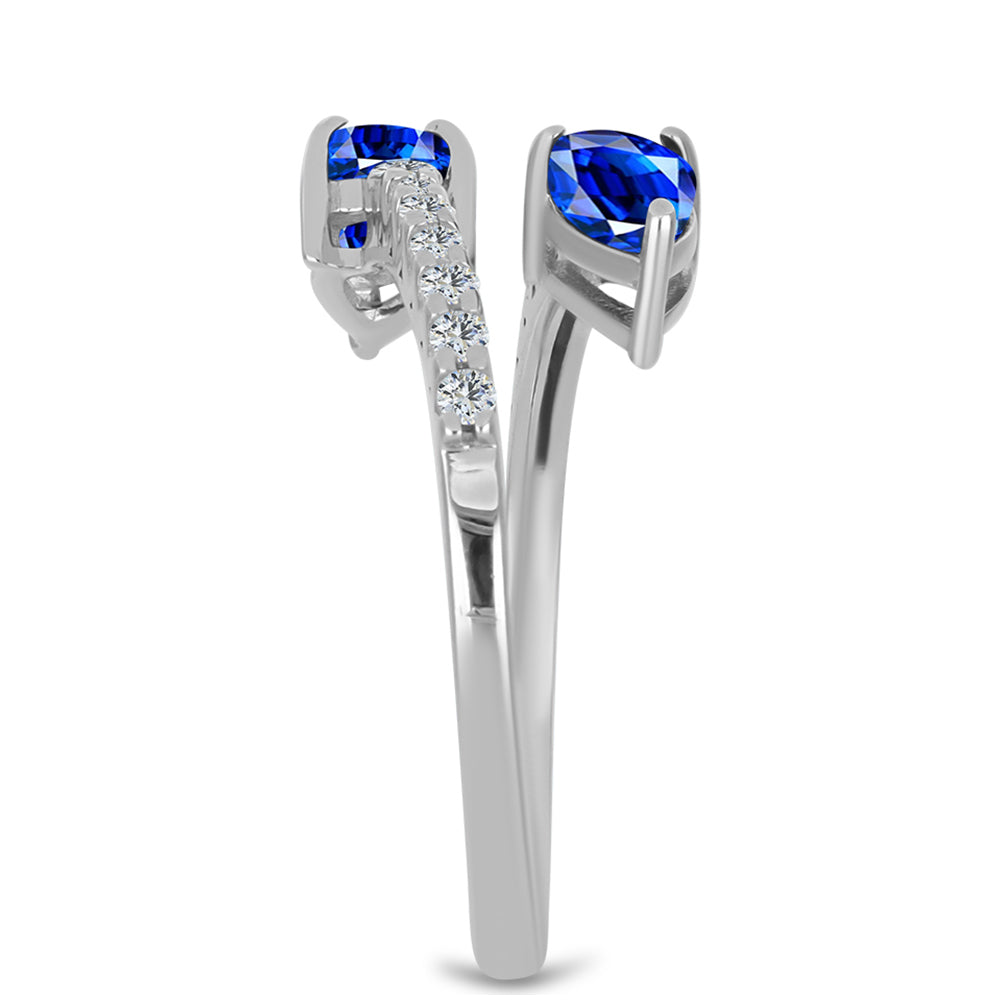 Pierścionek ze srebra próby 925 z australijskim niebieskim szafirem i białym topazem