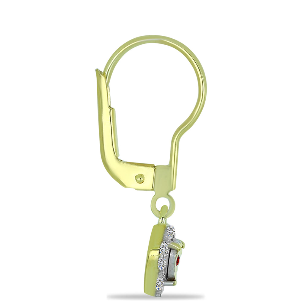 Kolczyki srebrne pozłacane z czerwonym diamentem i białym diamentem