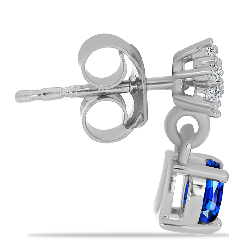 Kolczyki ze srebra próbe 925 z australijskim niebieskim szafirem i białym topazem