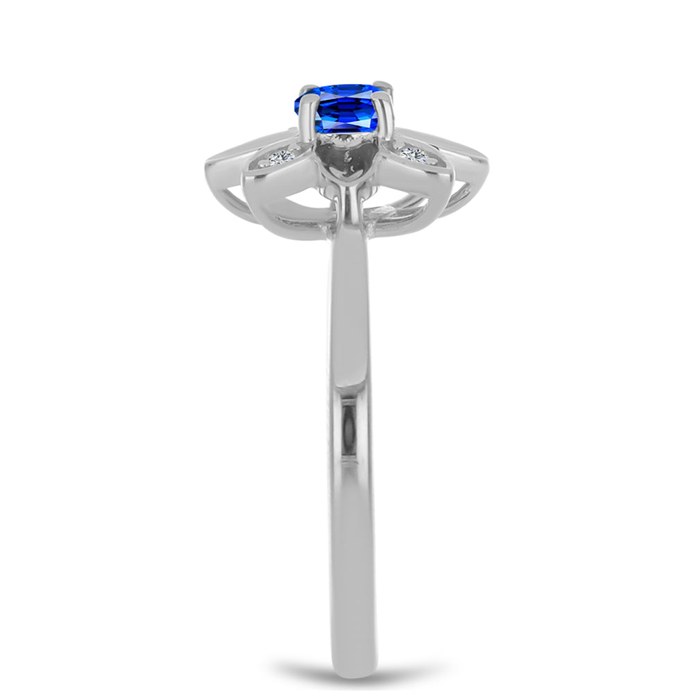 Pierścionek ze srebra próby 925 z australijskim niebieskim szafirem i białym topazem