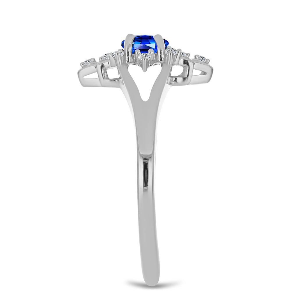 Pierścionek ze srebra próby 925 z australijskim niebieskim szafirem i białym topazem