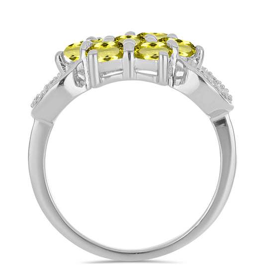 Pierścionek ze srebra próby 925 z topazem cytrynowym i białym topazem