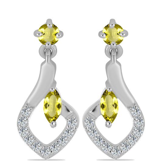 Kolczyki ze srebra próbe 925 z topazem cytrynowym i białym topazem