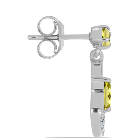 Kolczyki ze srebra próbe 925 z topazem cytrynowym i białym topazem