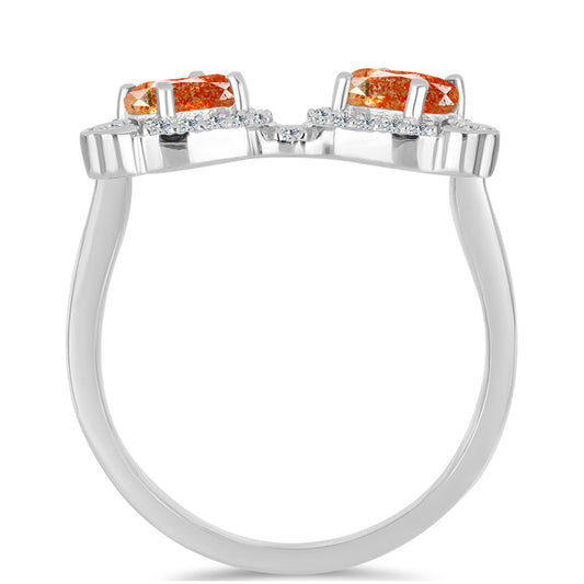 Pierścionek ze srebra próby 925 z kamieniem słonecznym i białym topazem