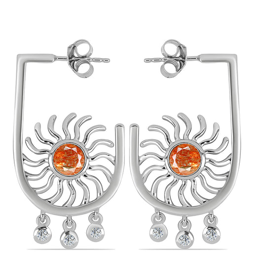 Kolczyki ze srebra próbe 925 z kamieniem słonecznym i białym topazem