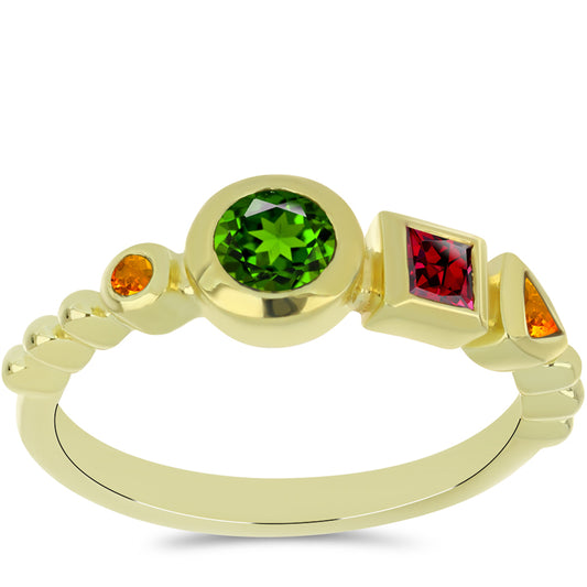 Pierścionek srebrny pozłacany z turmalinem