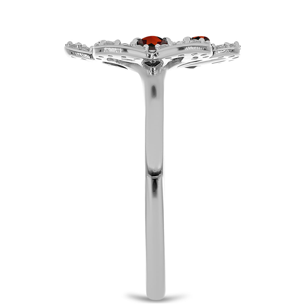 Pierścionek ze srebra próby 925 z granatem i białym topazem