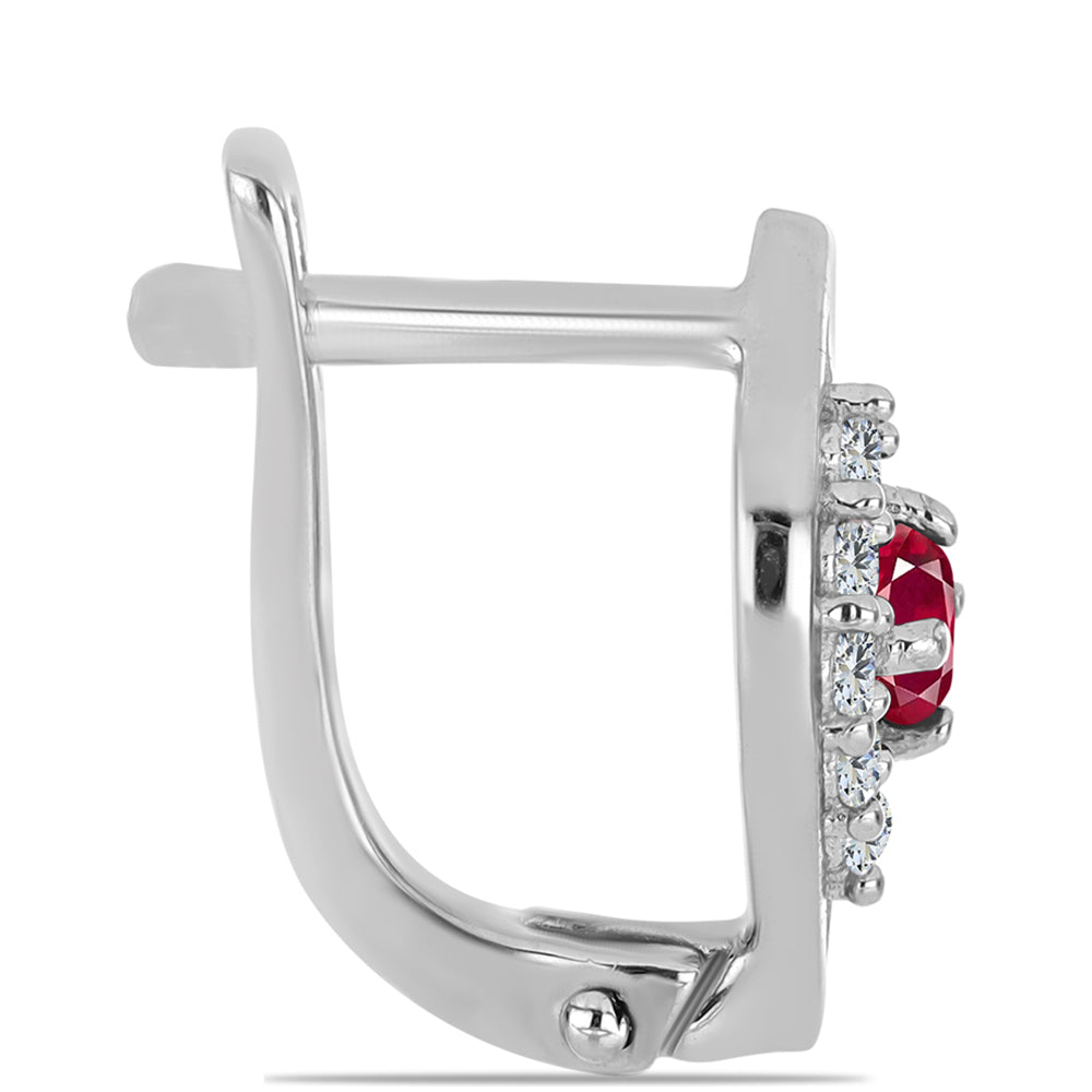 Kolczyki ze srebra próbe 925 z malgaskim rubinem i białym topazem