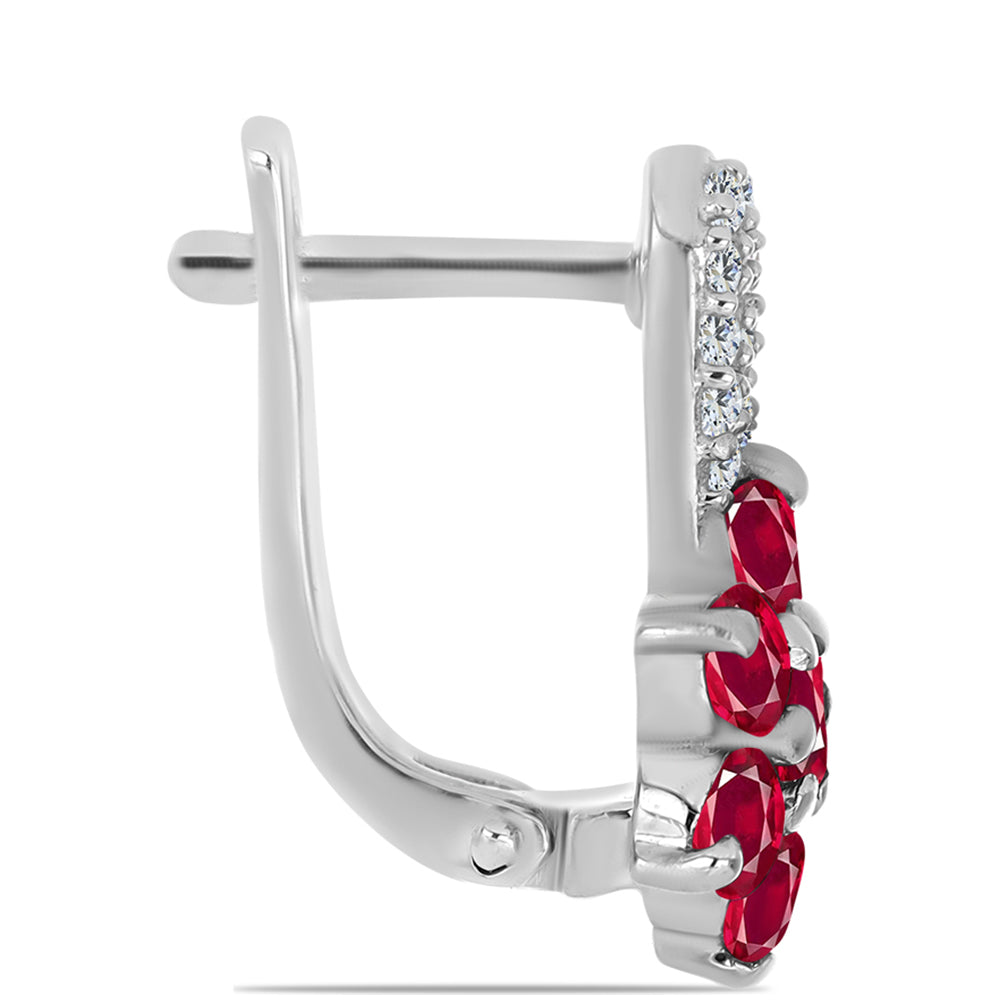 Kolczyki ze srebra próbe 925 z malgaskim rubinem i białym topazem