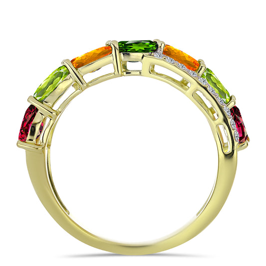 Pierścionek srebrny pozłacany z turmalinem i białym topazem