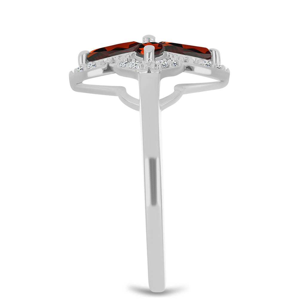 Pierścionek ze srebra próby 925 z granatem i białym topazem