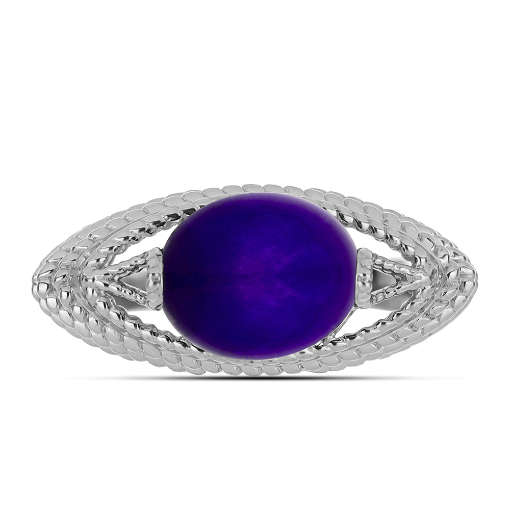 Pierścionek ze srebra próby 925 z purpurowym jadeitem