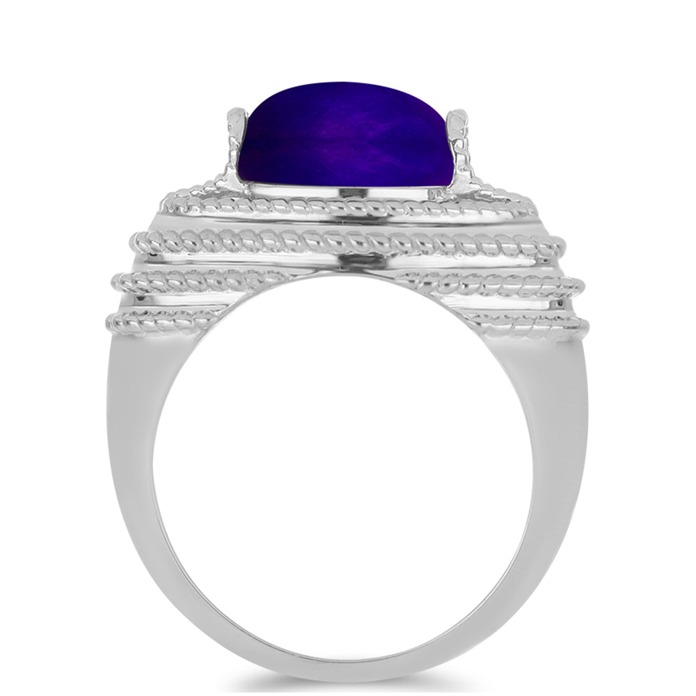 Pierścionek ze srebra próby 925 z purpurowym jadeitem