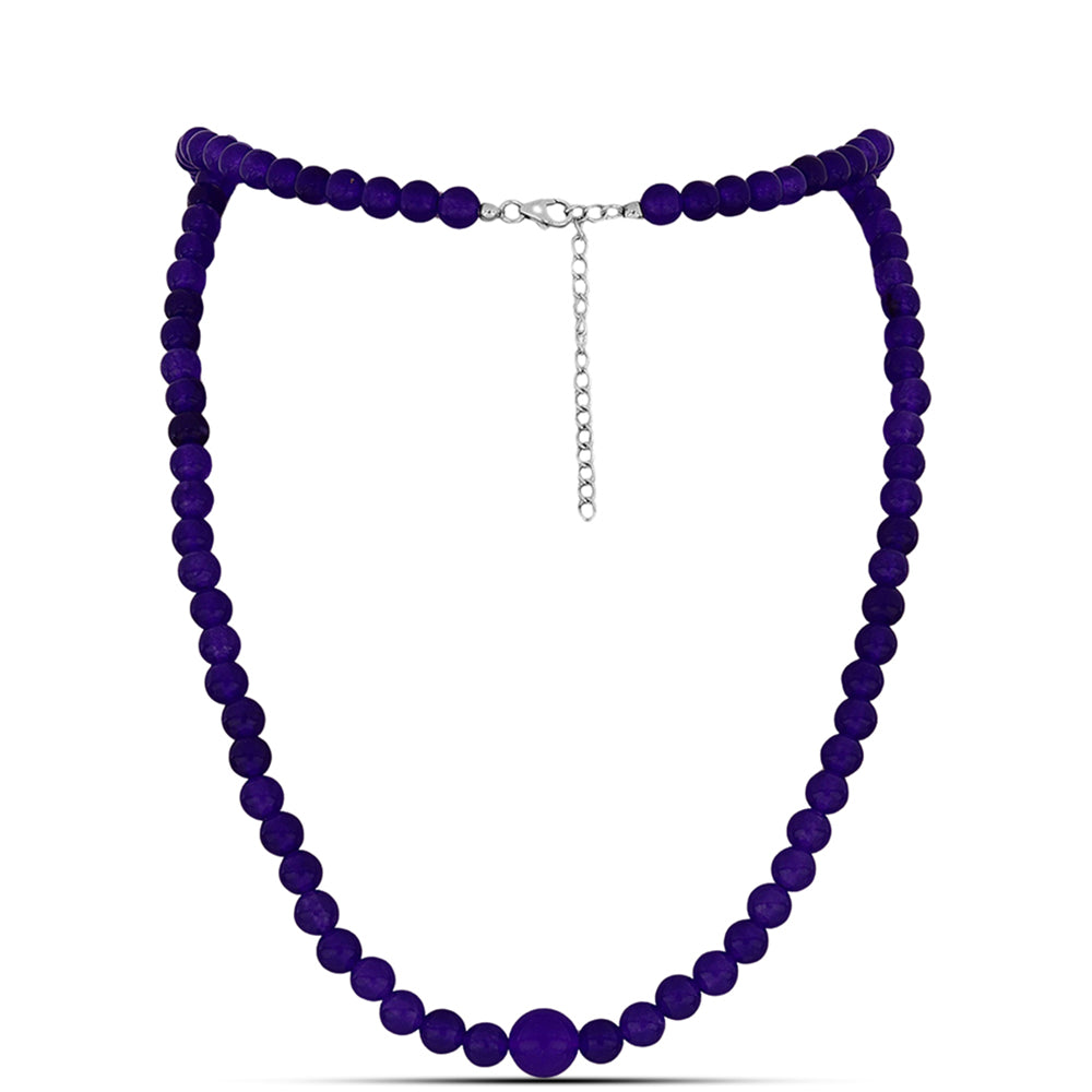 Naszyjnik ze srebra próby 925 z purpurowym jadeitem