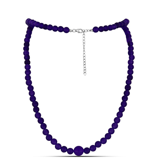 Naszyjnik ze srebra próby 925 z purpurowym jadeitem
