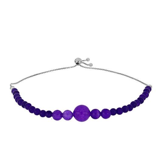 Bransoletka ze srebra próba 925 z purpurowym jadeitem