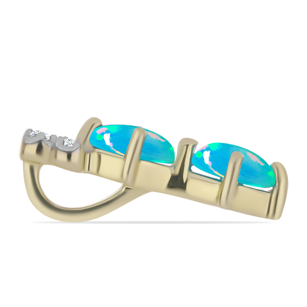 Zawieszka srebrna pozłacana z etiopskim Paraiba niebieskim opalem i białym topazem