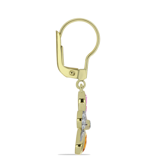 Kolczyki srebrne pozłacane z tęczowym szafirem i białym topazem