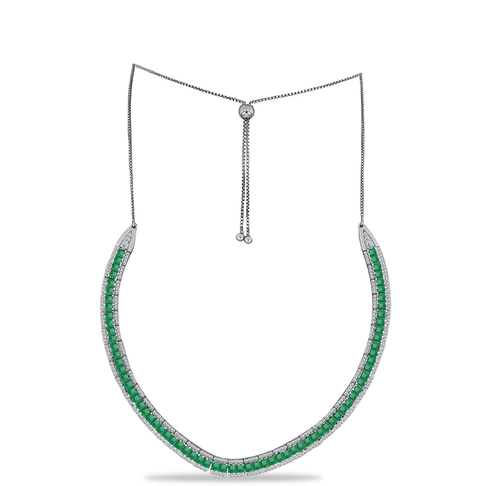 Naszyjnik ze srebra próby 925 z brazylijskim szmaragdem i białym topazem