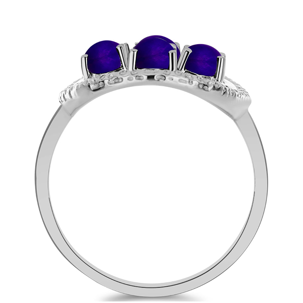 Pierścionek ze srebra próby 925 z purpurowym jadeitem