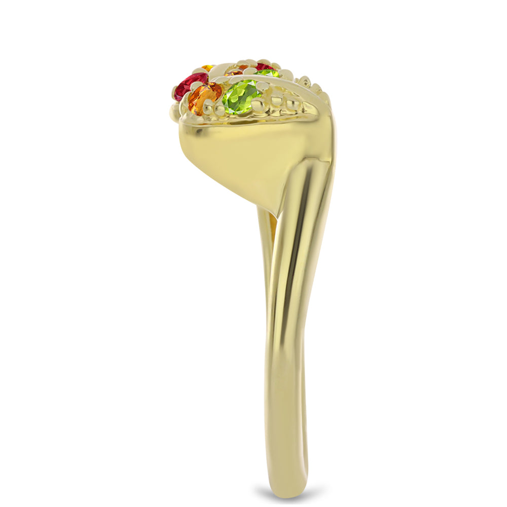 Pierścionek srebrny pozłacany z tęczowym szafirem i białym topazem