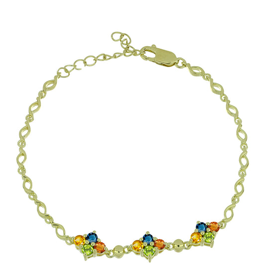 Bransoletka srebrna pozłacana z tęczowym szafirem