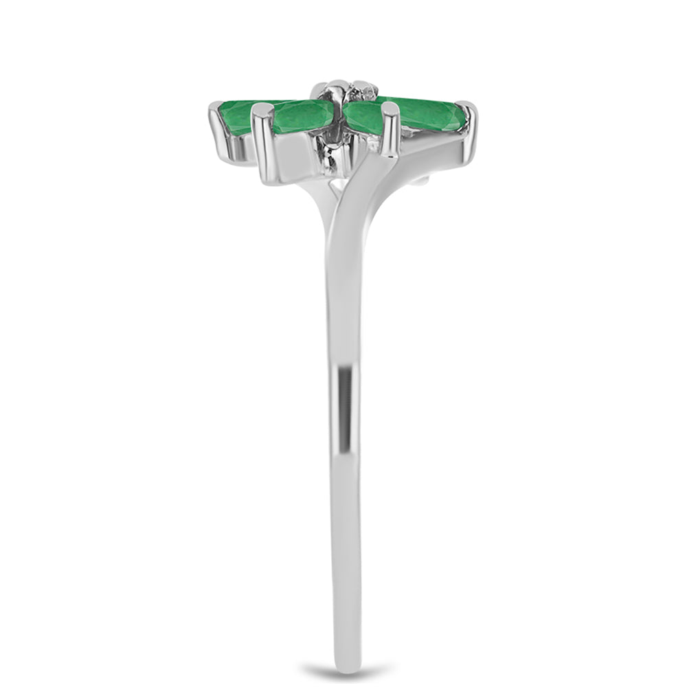 Pierścionek ze srebra próby 925 z brazylijskim szmaragdem i białym topazem