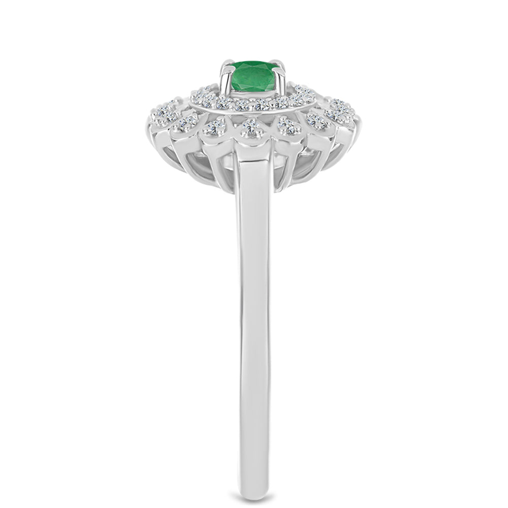 Pierścionek ze srebra próby 925 z brazylijskim szmaragdem i białym topazem