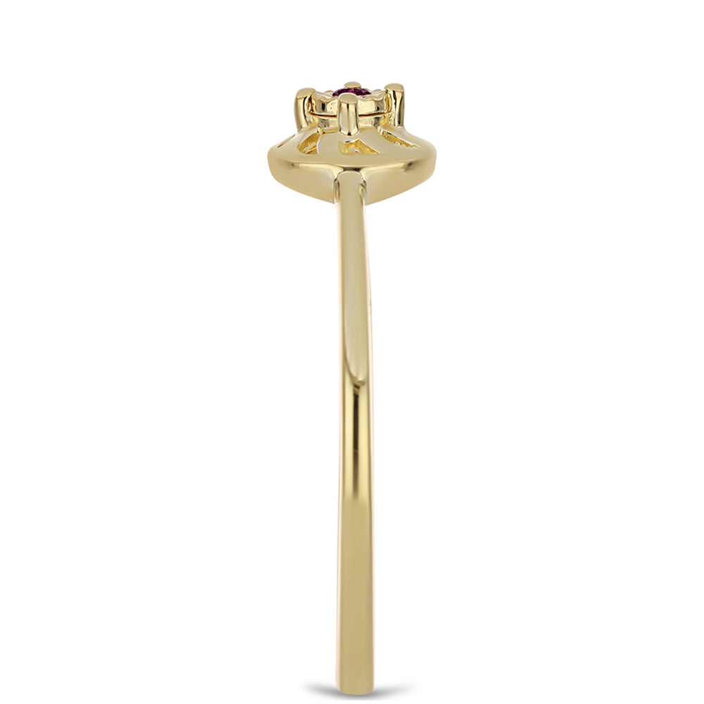 Zestaw srebrne pozłacane z purpurowym diamentem ( Kolczyki+Pierścionek +Zawieszka )