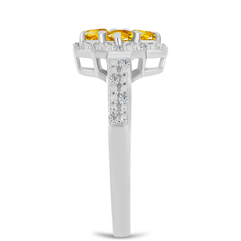 Pierścionek ze srebra próby 925 z cytrynem uralskim i białym topazem