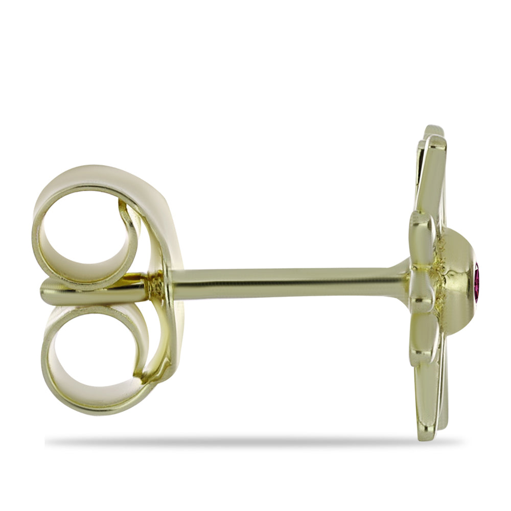 Kolczyki srebrne pozłacane z purpurowym diamentem