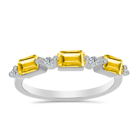 Pierścionek ze srebra próby 925 z cytrynem uralskim i białym topazem