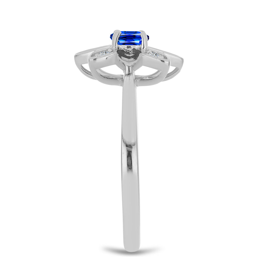 Pierścionek ze srebra próby 925 z australijskim niebieskim szafirem i białym topazem