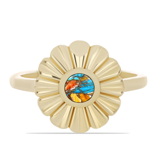 Pierścionek srebrny pozłacany z turkusem Oyster