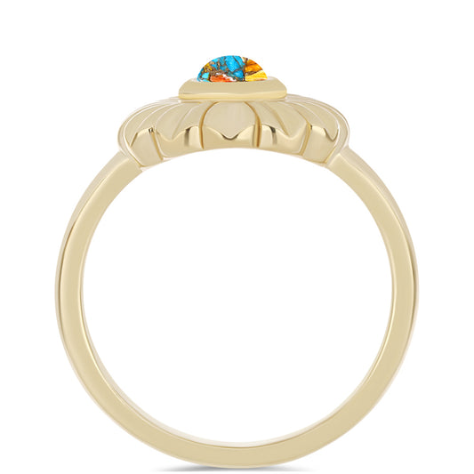 Pierścionek srebrny pozłacany z turkusem Oyster