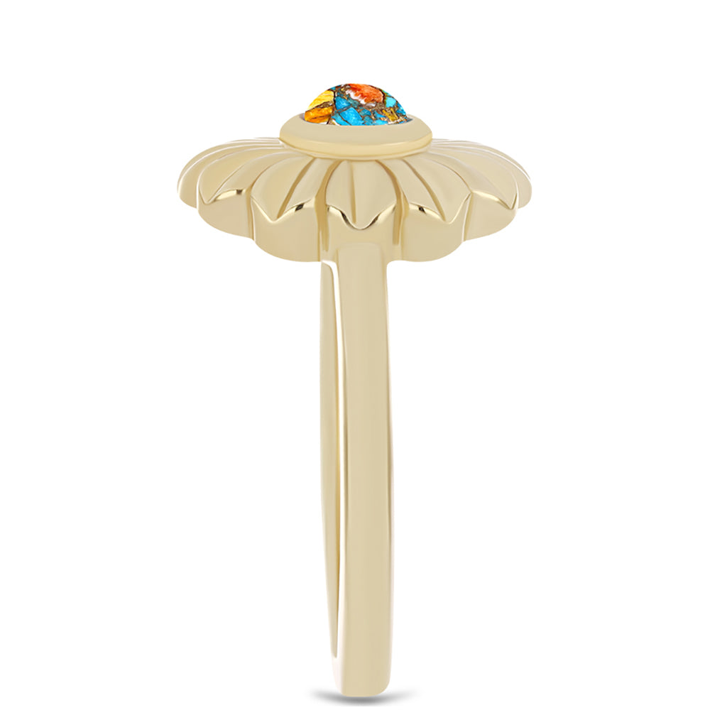 Pierścionek srebrny pozłacany z turkusem Oyster