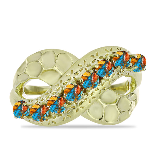 Pierścionek srebrny pozłacany z turkusem Oyster