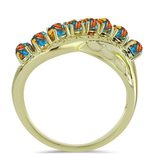 Pierścionek srebrny pozłacany z turkusem Oyster