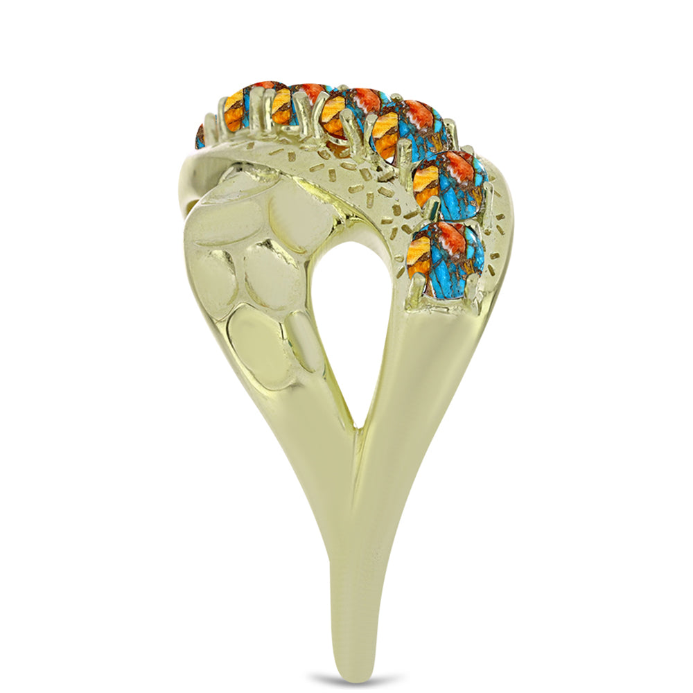 Pierścionek srebrny pozłacany z turkusem Oyster