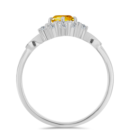 Pierścionek ze srebra próby 925 z cytrynem uralskim i białym topazem