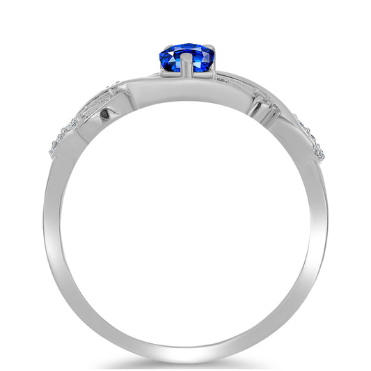 Pierścionek ze srebra próby 925 z australijskim niebieskim szafirem i białym topazem