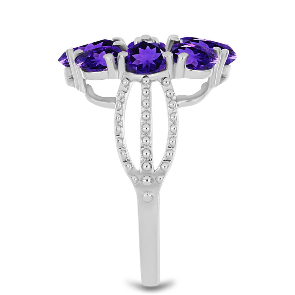 Pierścionek ze srebra próby 925 z marokańskim ametystem i białym topazem