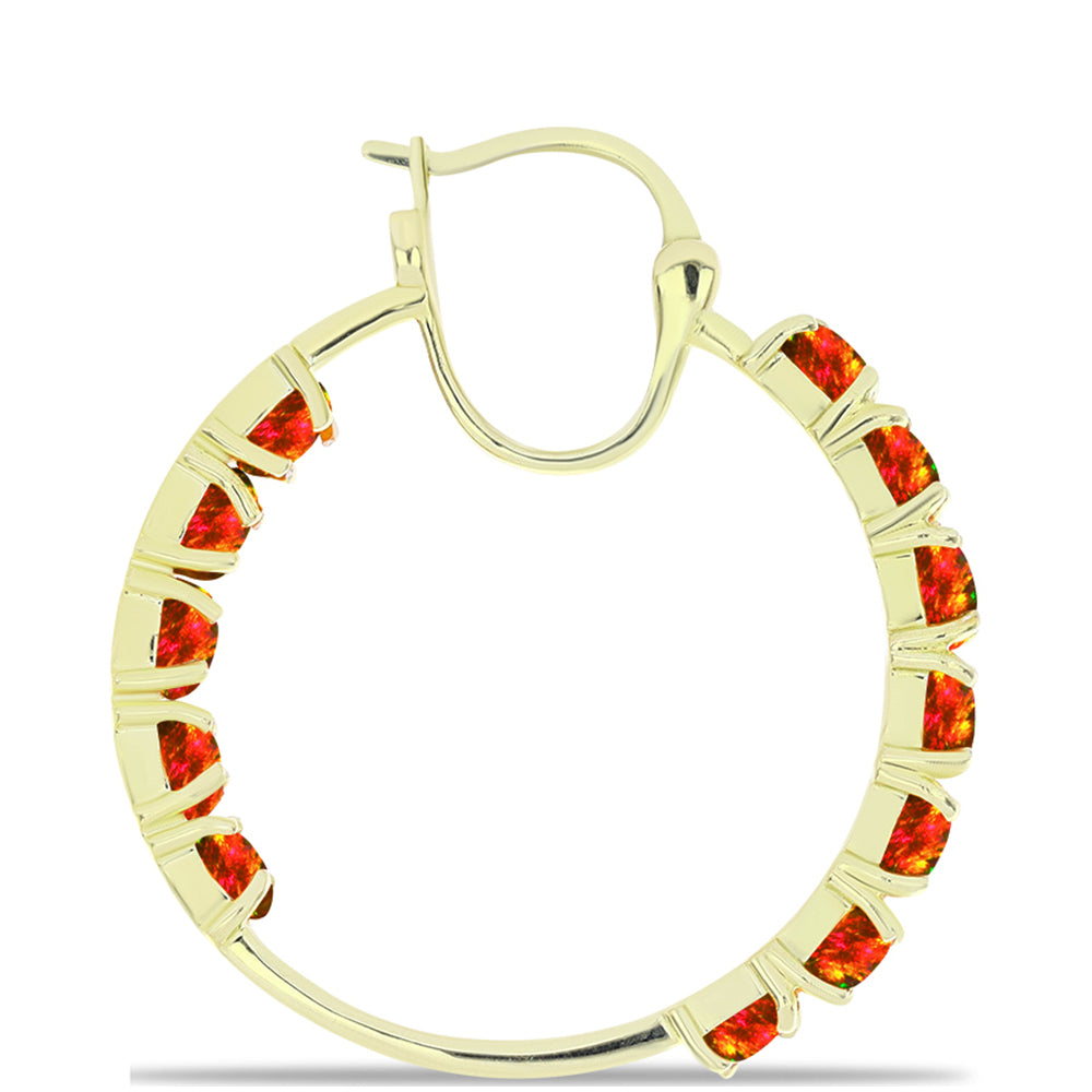 Kolczyki srebrne pozłacane z ognistym amerykańskim opalem