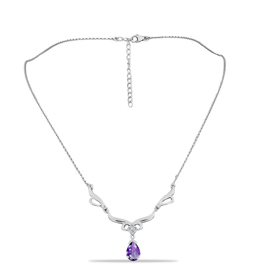 Naszyjnik ze srebra próby 925 z marokańskim ametystem i białym topazem