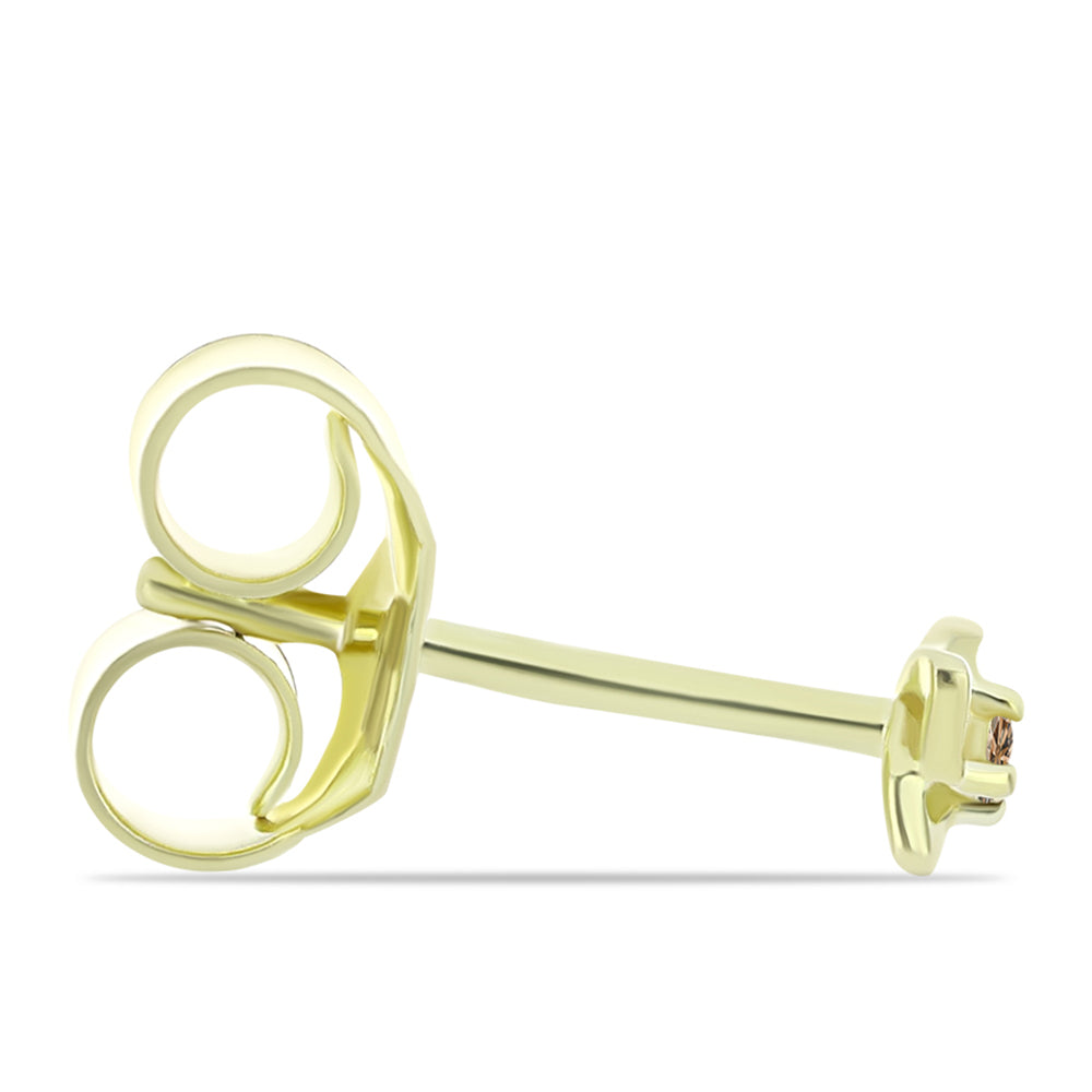 Kolczyki srebrne pozłacane z szampańskim diamentem