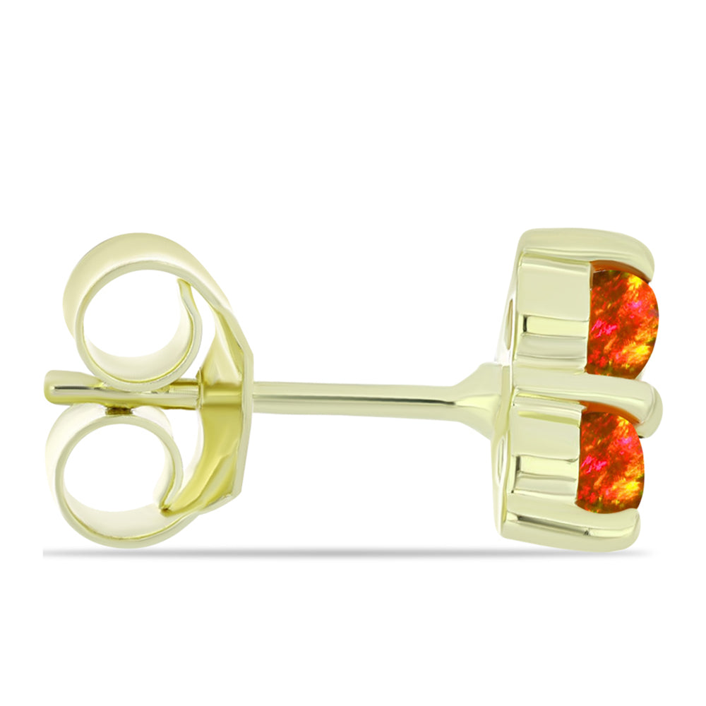 Kolczyki srebrne pozłacane z ognistym amerykańskim opalem