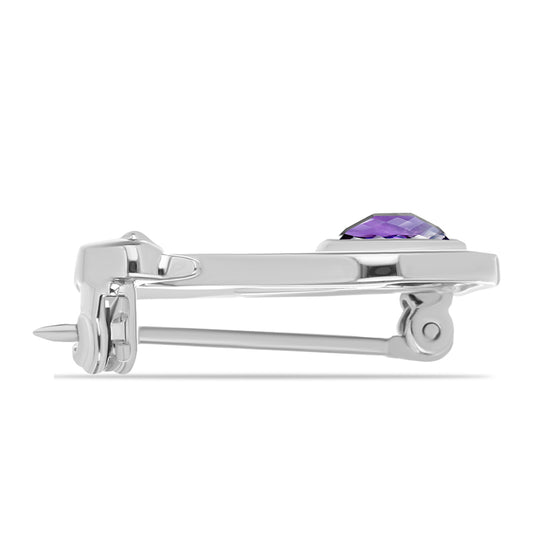 Broszka ze srebra próby 925 z marokańskim ametystem i białym topazem