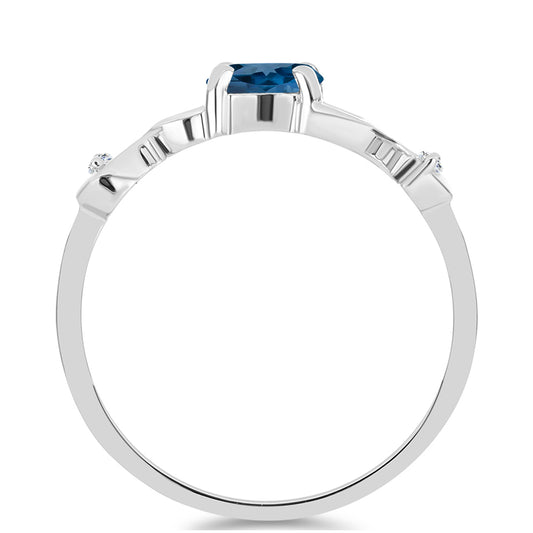 Pierścionek ze srebra próby 925 z niebieskim topazem londyńskim i białym topazem