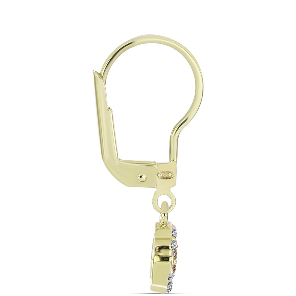 Kolczyki srebrne pozłacane z szampańskim diamentem i białym diamentem